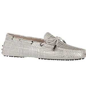 NWT Tod’s Heaven Tie Loafer, Silver